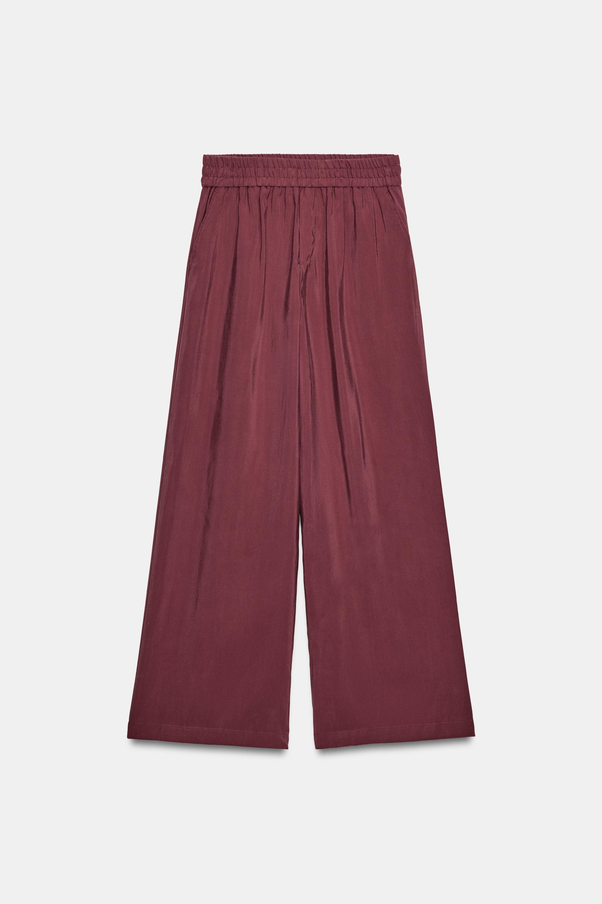 WIDE LEG ELASTIC WAIST PANTS